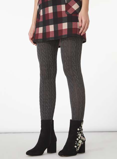 Grey Cable Knit Tights (3-16yrs)